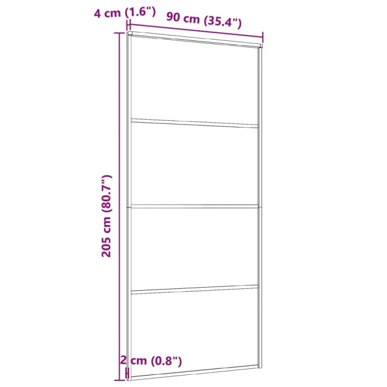 Ușă glisantă, negru, 90x205 cm, aluminiu și sticlă ESG