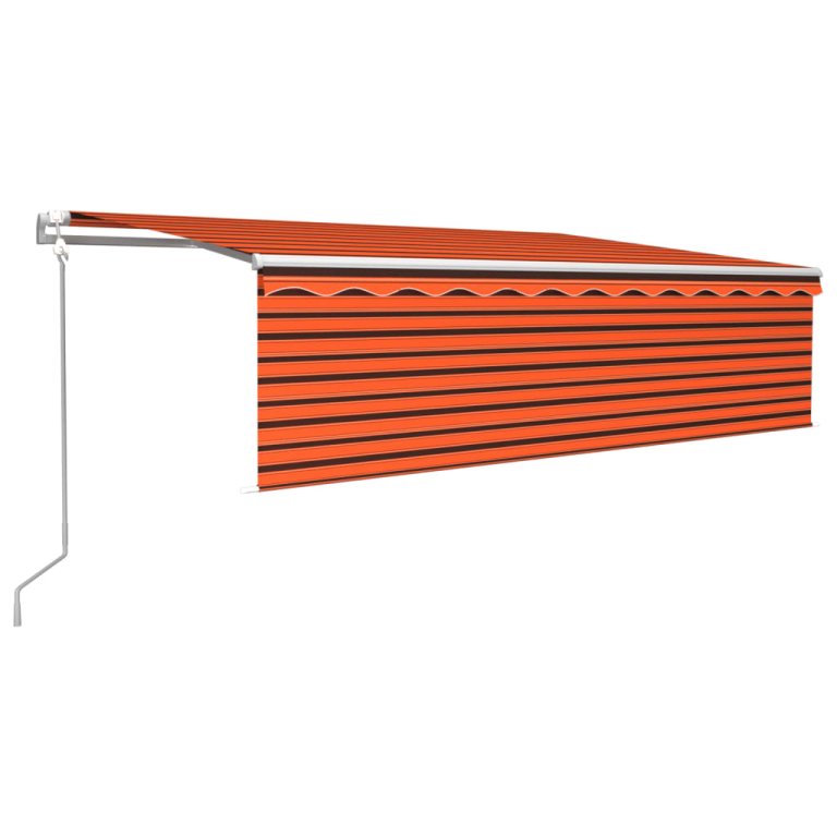 Copertină retractabilă automat stor&LED&senzor oranj&maro 5x3 m