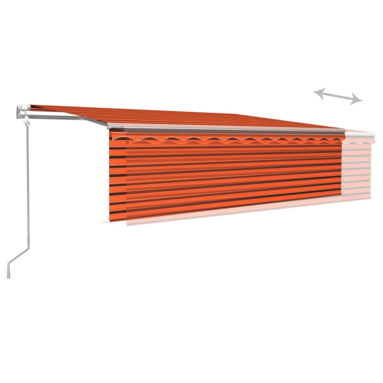 Copertină retractabilă automat stor&LED&senzor oranj&maro 5x3 m