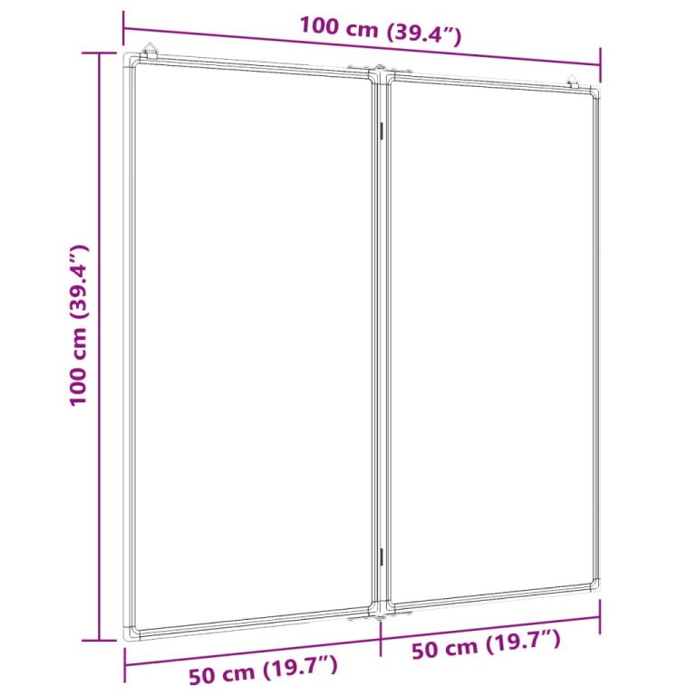 Tablă magnetică pliabilă, alb, 100x100x1,7 cm, aluminiu