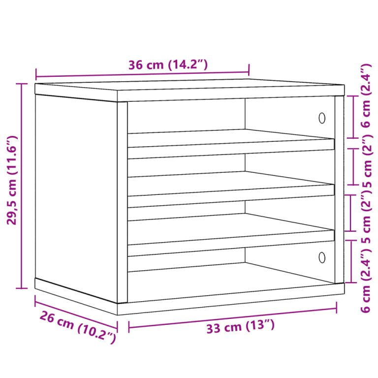 Organizator de birou, negru, 36x26x29,5 cm, lemn prelucrat