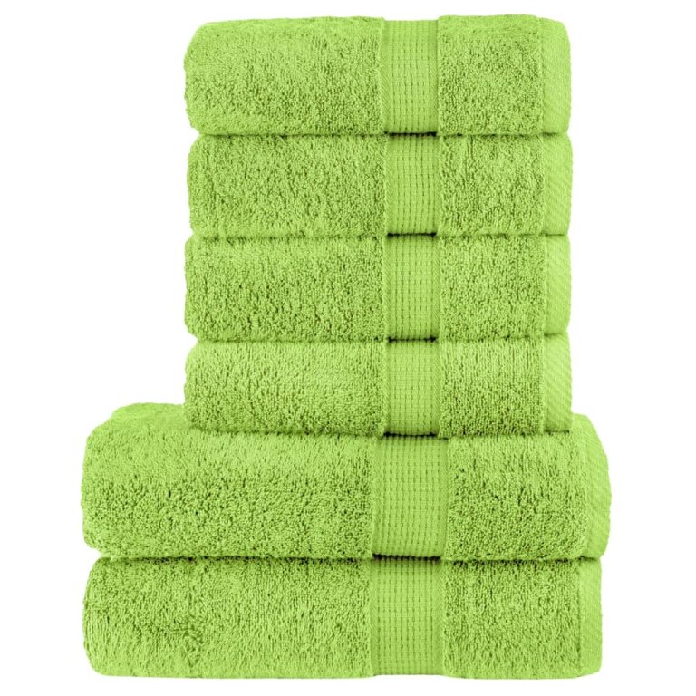 Set de prosoape premium SOLUND, 6 piese, verde măr, 600 g/m²