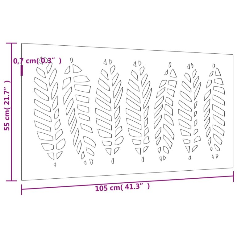 Decorație perete de grădină 105x55 cm design frunze oțel Corten