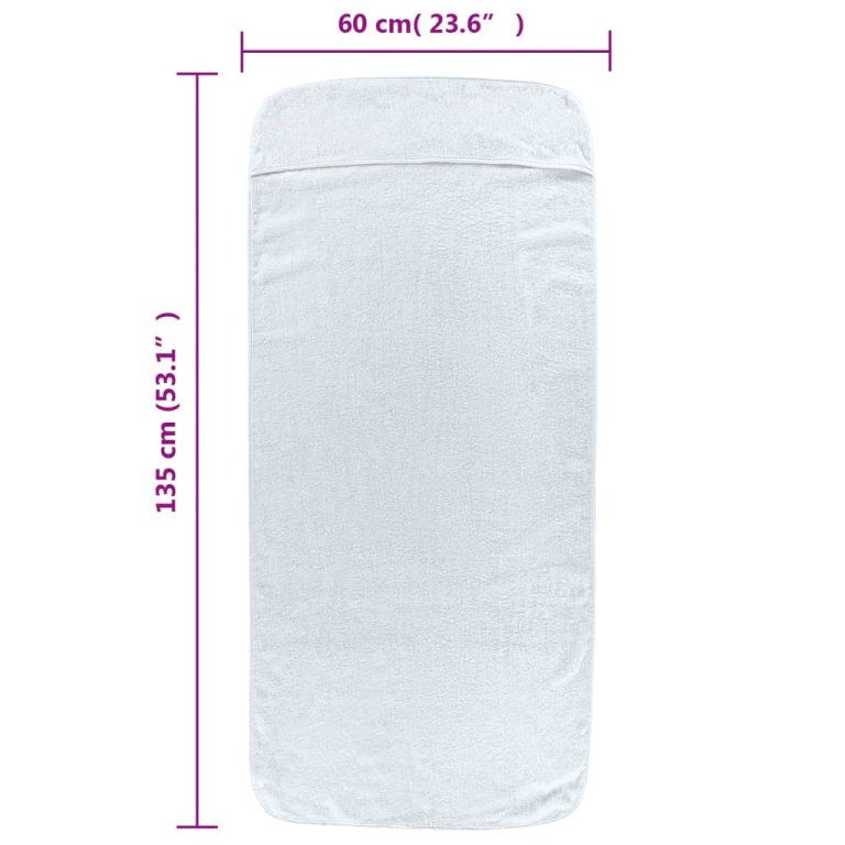 Prosoape de plajă, 6 buc., alb, 60x135 cm, textil 400 GSM