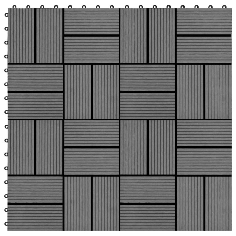 Plăci de pardoseală, 22 buc., gri, 30 x 30 cm, WPC, 2 mp