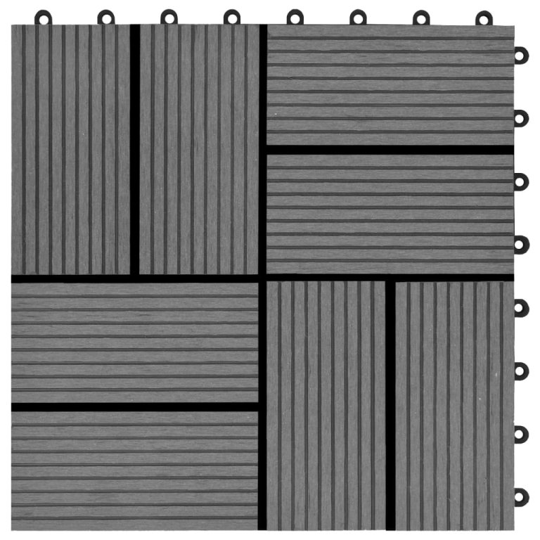 Plăci de pardoseală, 22 buc., gri, 30 x 30 cm, WPC, 2 mp