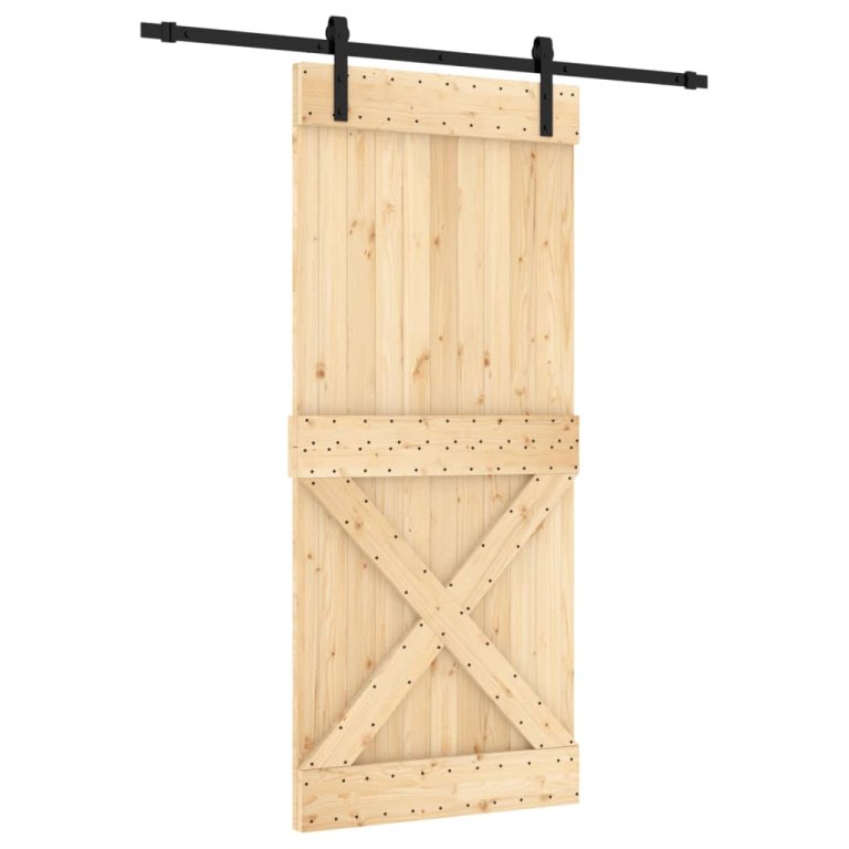 Ușă glisantă cu set feronerie, 90x210 cm, lemn masiv de pin