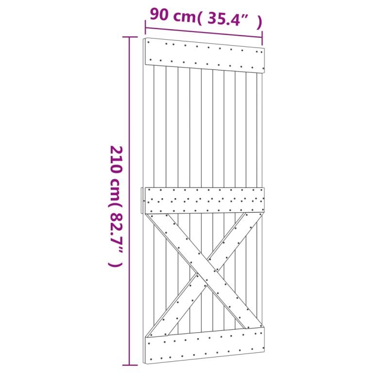 Ușă glisantă cu set feronerie, 90x210 cm, lemn masiv de pin