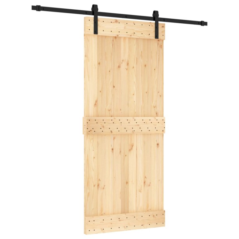 Ușă glisantă cu set feronerie, 90x210 cm, lemn masiv de pin