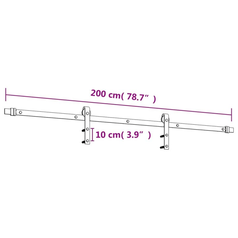 Ușă glisantă cu set de feronerie 85x210 cm, lemn masiv de pin