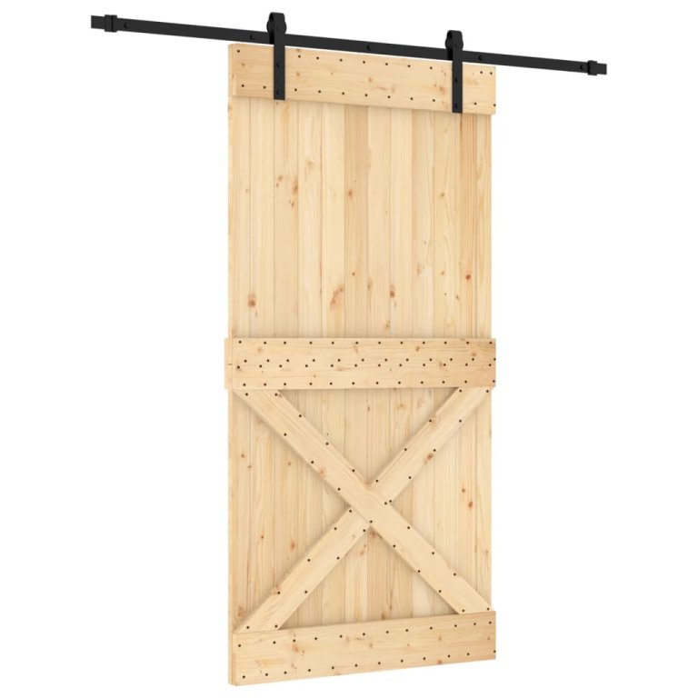 Ușă glisantă cu set feronerie, 100x210 cm, lemn masiv de pin