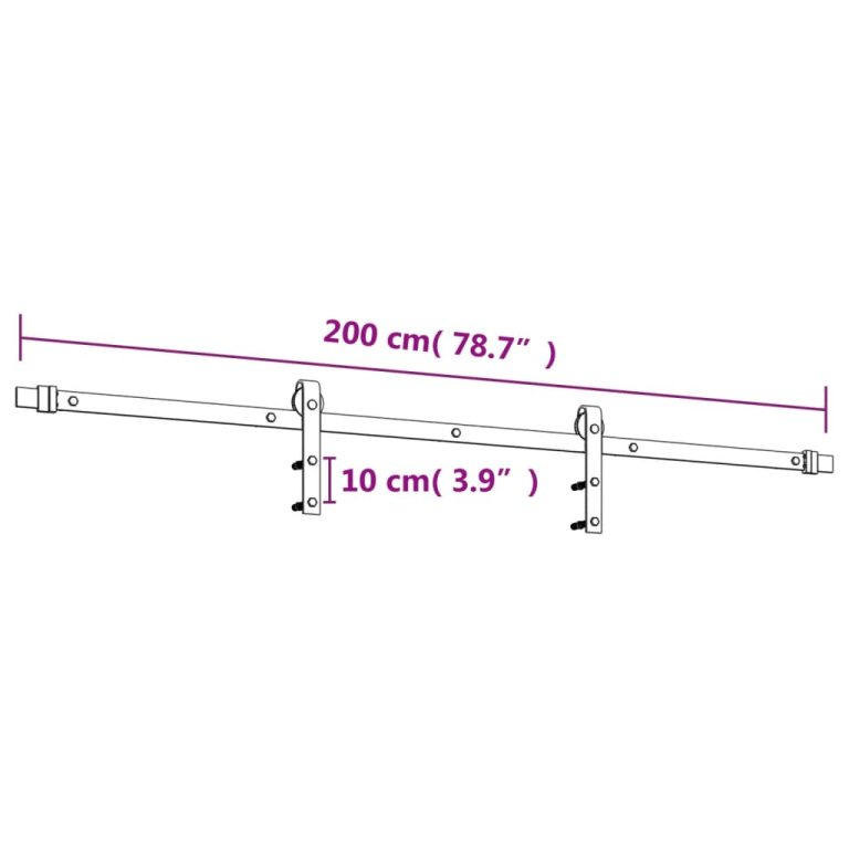 Ușă glisantă cu set feronerie, 100x210 cm, lemn masiv de pin