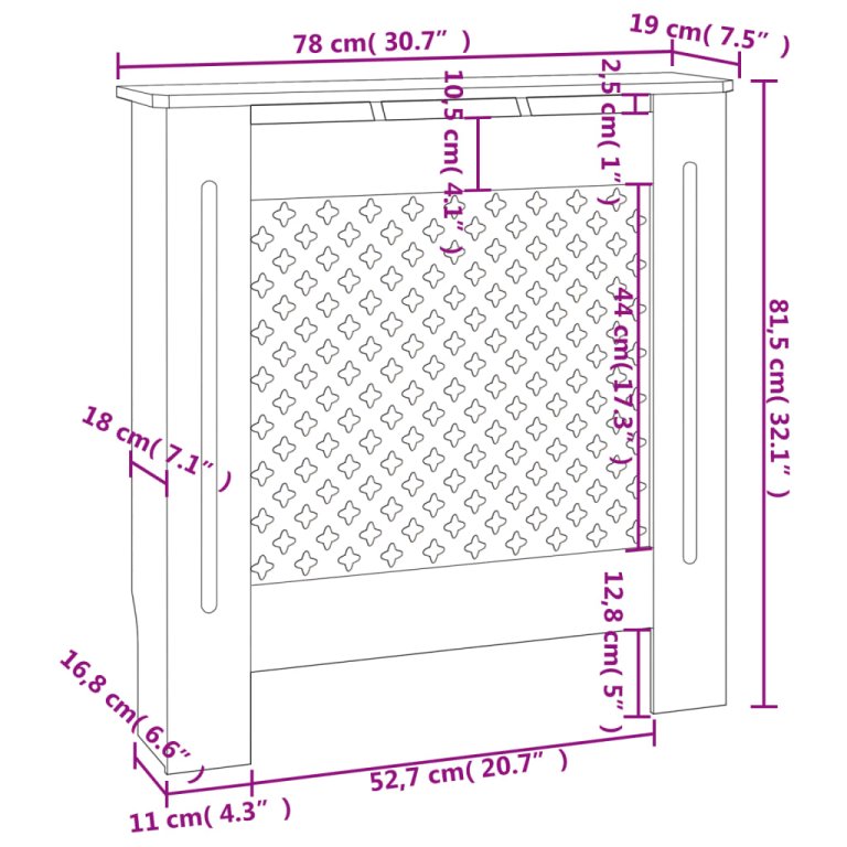 Mască pentru calorifer, gri, 78 cm, MDF