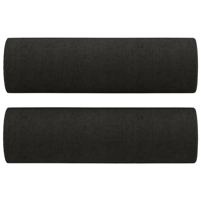 Canapea cu 2 locuri cu pernuțe, negru, 120 cm, textil