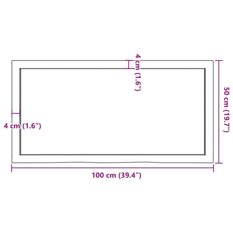 Blat de baie, maro deschis, 100x50x(2-6) cm, lemn masiv tratat