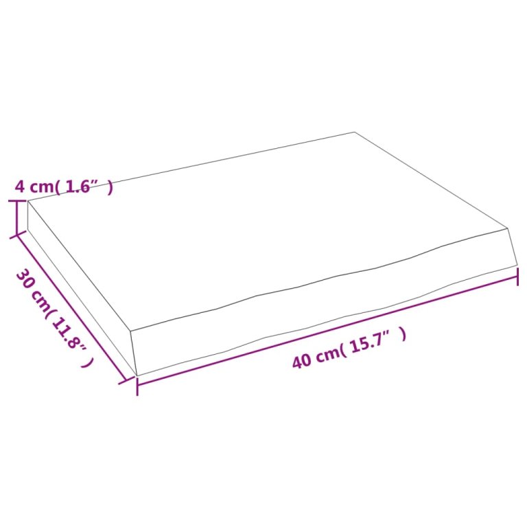 Blat de baie, maro închis, 40x30x(2-4) cm, lemn masiv tratat