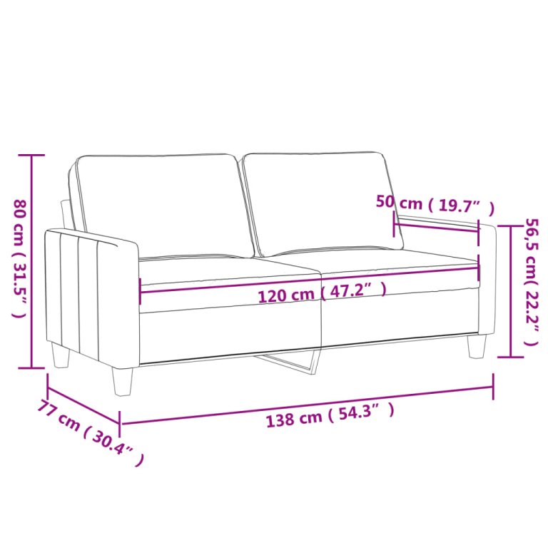 Canapea cu 2 locuri, gri deschis, 120 cm, material textil