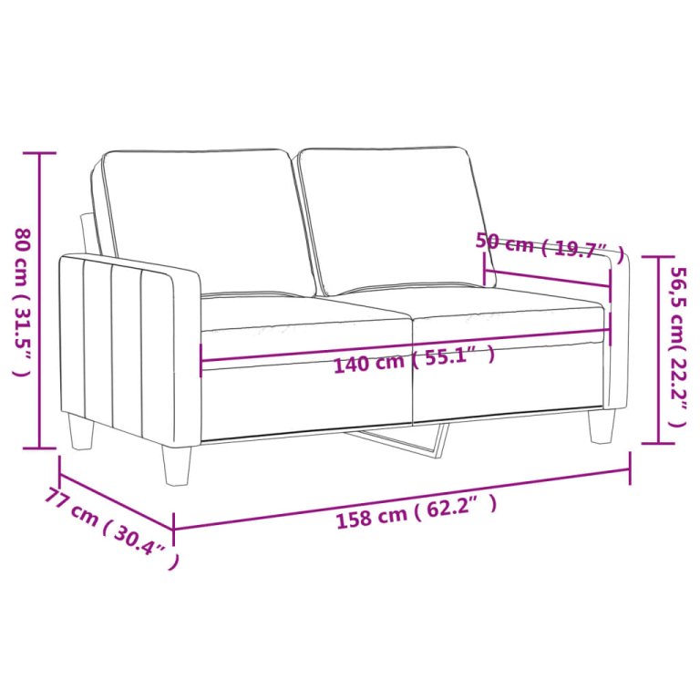 Canapea cu 2 locuri, roșu vin, 140 cm, material textil