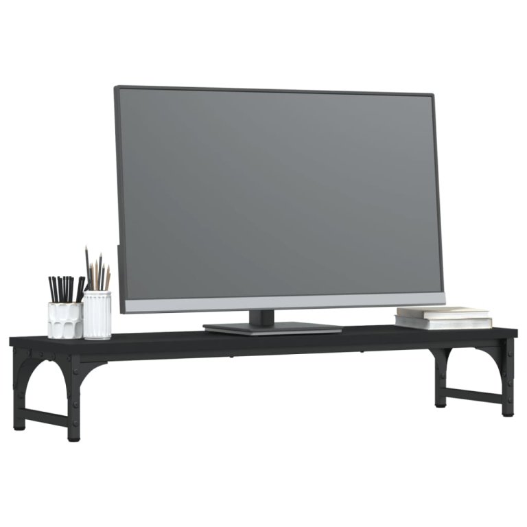 Suport pentru monitor, negru, 85x23x15,5 cm, lemn compozit