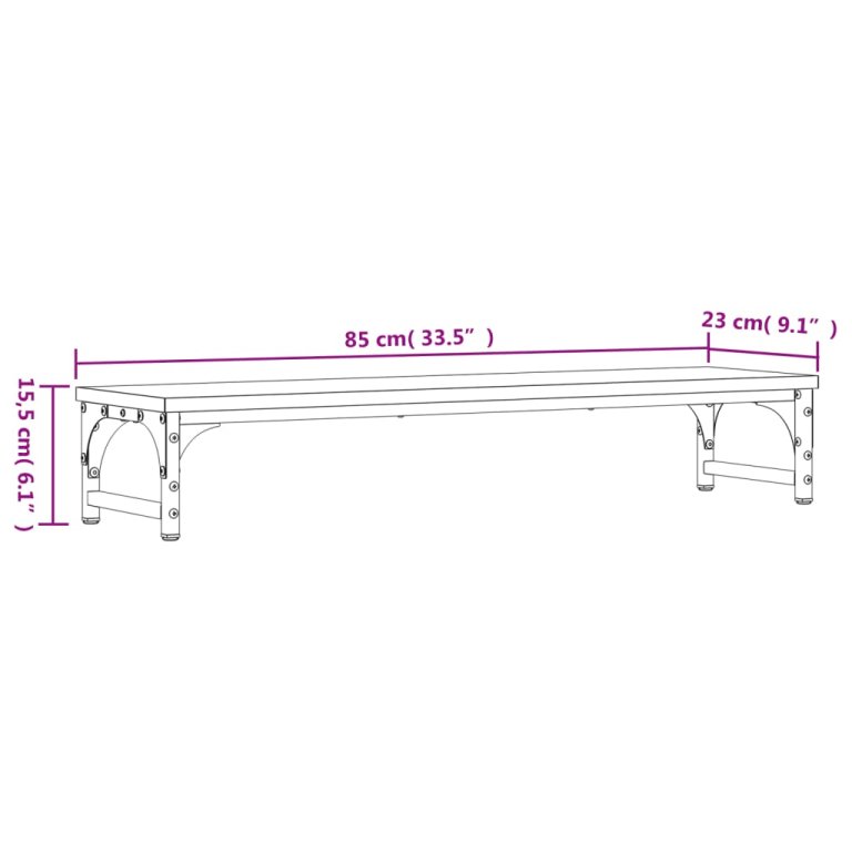 Suport de monitor, stejar fumuriu, 85x23x15,5 cm, lemn compozit