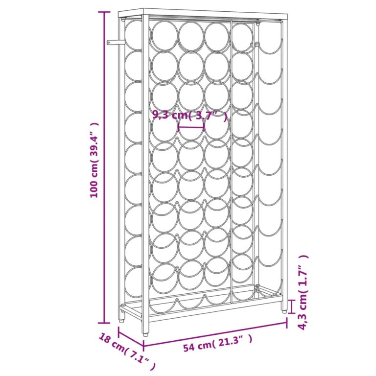 Suport sticle vin, 45 de sticle negru 54x18x100 cm fier forjat