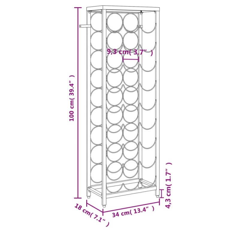 Suport sticle vin 27 de sticle, negru 34x18x100 cm fier forjat