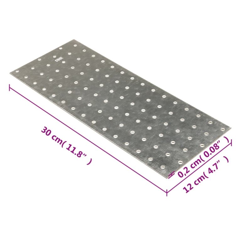 Plăci perforate, 20 buc., 2 mm, 300x120 mm, oțel galvanizat