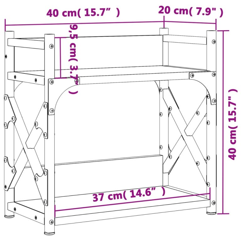 Suport imprimantă 2 niveluri stejar fumuriu 40x20x40 cm lemn