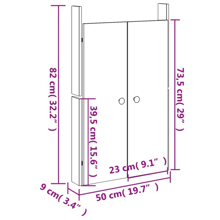 Uși de bucătărie de exterior 2 buc., 50x9x82 cm, lemn masiv pin