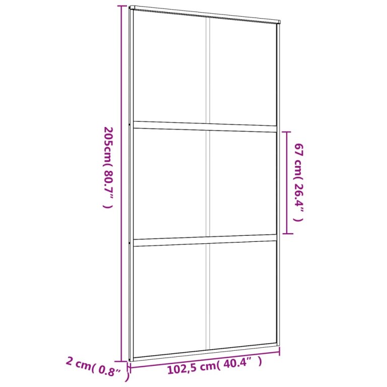 Ușă glisantă, auriu, 102,5x205 cm, sticlă ESG mată și aluminiu