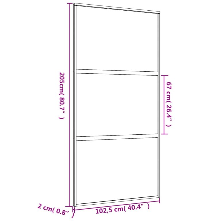 Ușă glisantă, auriu, 102,5x205 cm, sticlă ESG mată și aluminiu