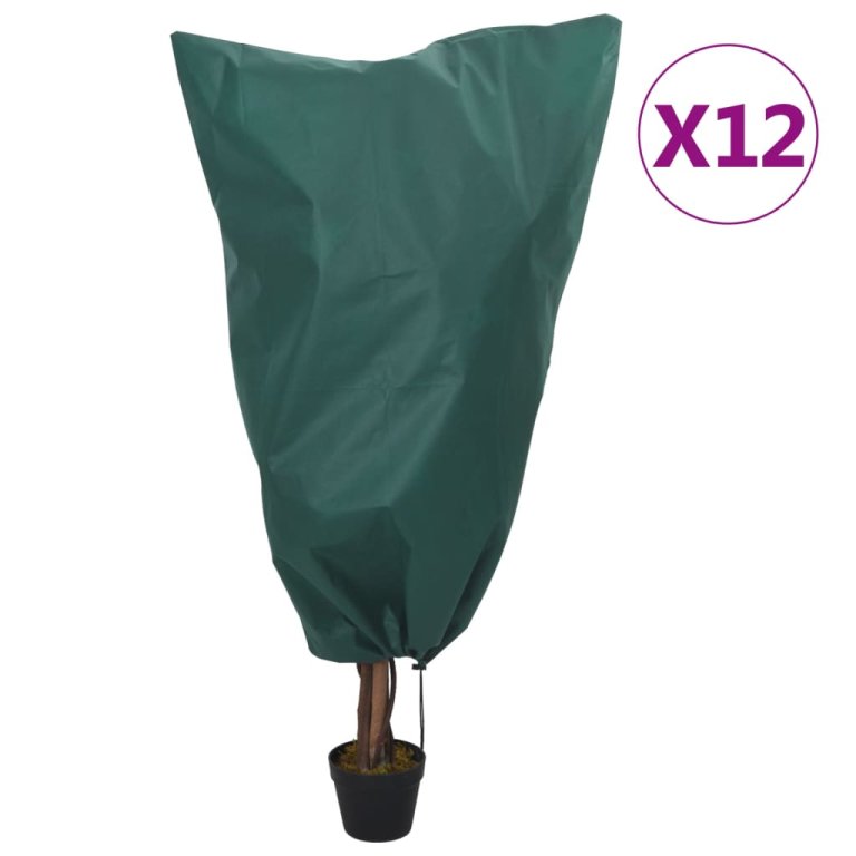 Protecții fleece pt plante, cu șnur, 12 buc 70 g/m² 0,8x0,8 m