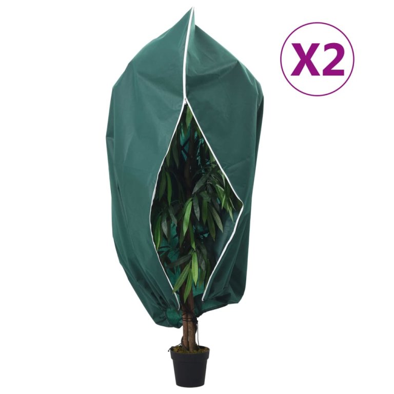 Huse de plante din fleece cu fermoar 2 buc. 70 g/m² 3,93x3,5 m