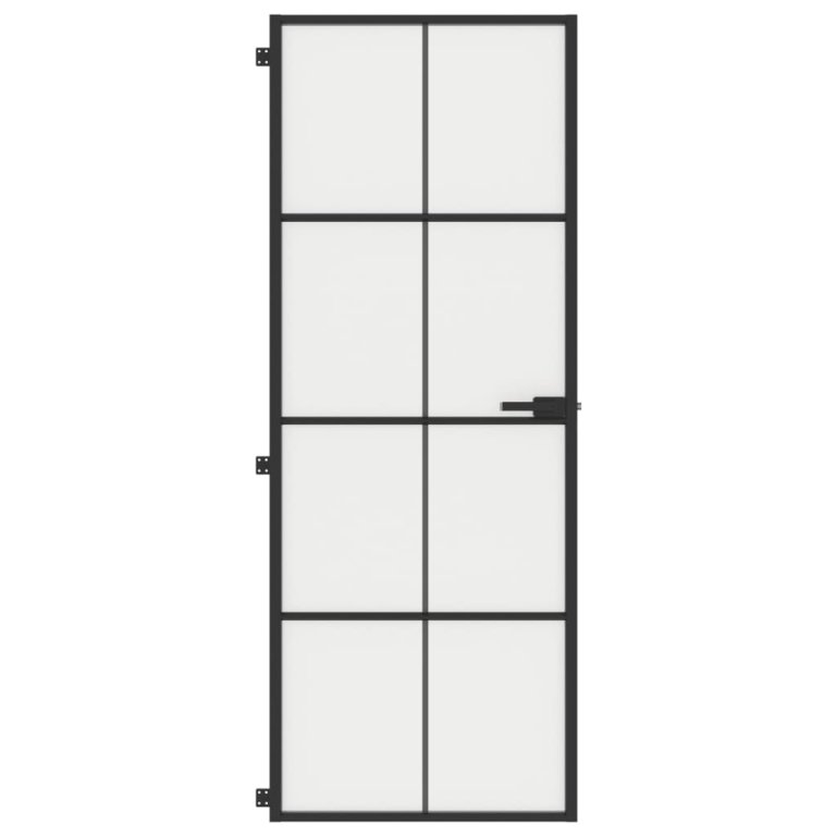 Ușă de interior negru 76x201,5 cm sticlă securiz./aluminiu slim