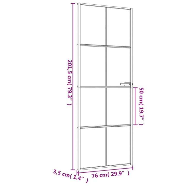 Ușă de interior negru 76x201,5 cm sticlă securiz./aluminiu slim