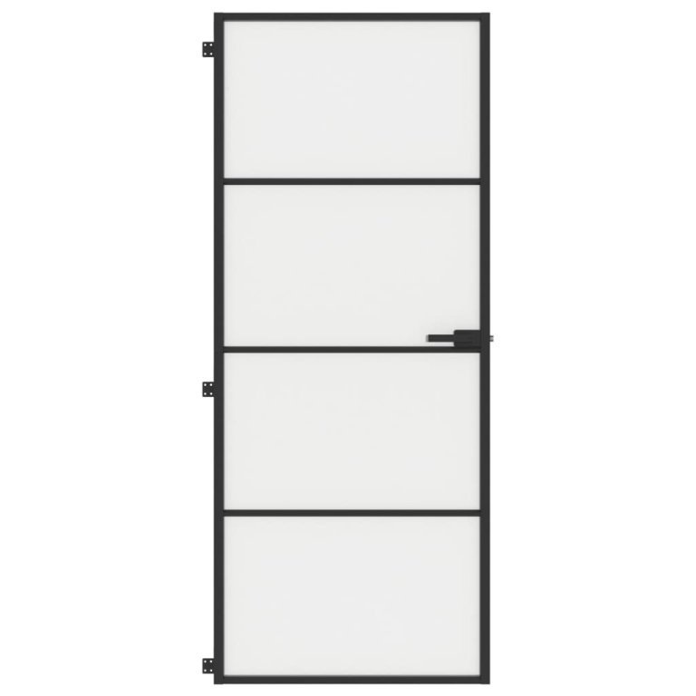 Ușă de interior negru 83x201,5 cm sticlă securiz./aluminiu slim