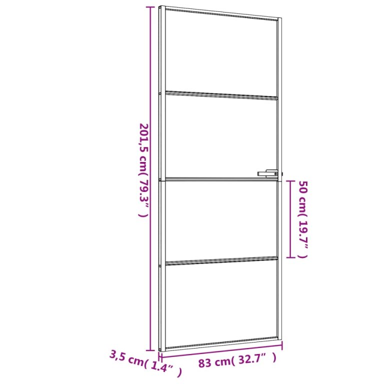 Ușă de interior negru 83x201,5 cm sticlă securiz./aluminiu slim