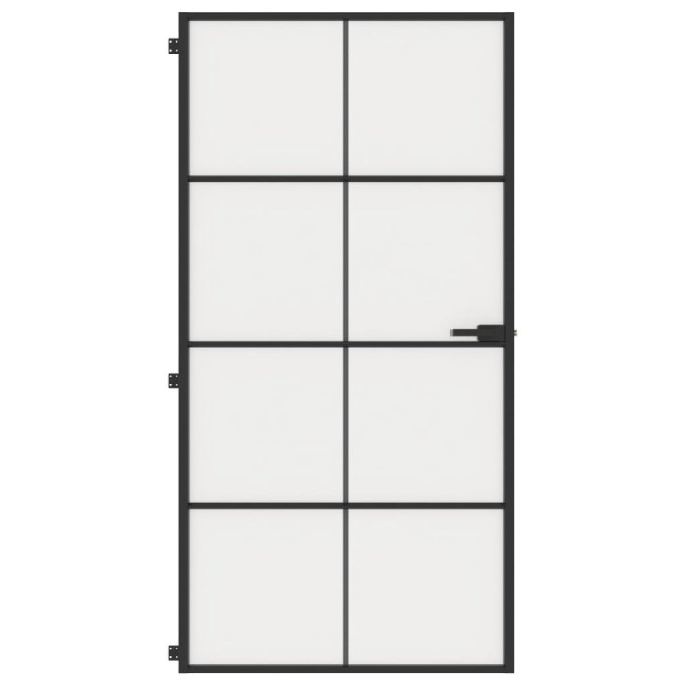 Ușă interior negru 102,5x201,5 cm sticlă securiz./aluminiu slim