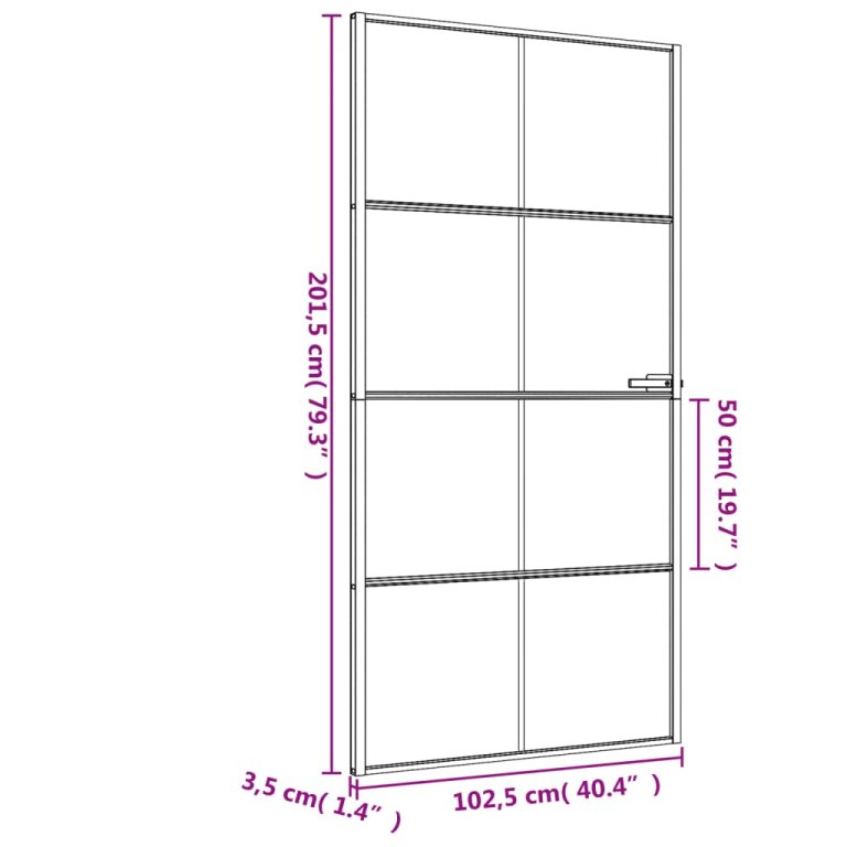 Ușă interior negru 102,5x201,5 cm sticlă securiz./aluminiu slim