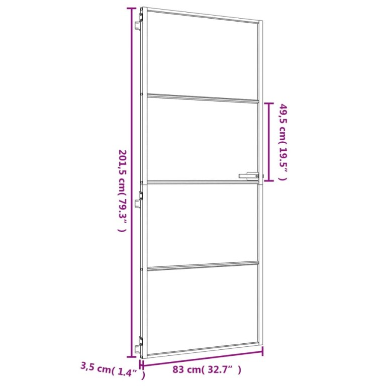 Ușă de interior Slim auriu 83x201,5cm sticlă temperată/aluminiu