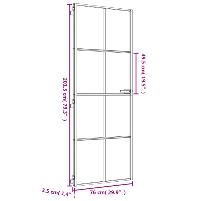 Ușă interior Slim auriu 76x201,5 cm sticlă securizată/aluminiu