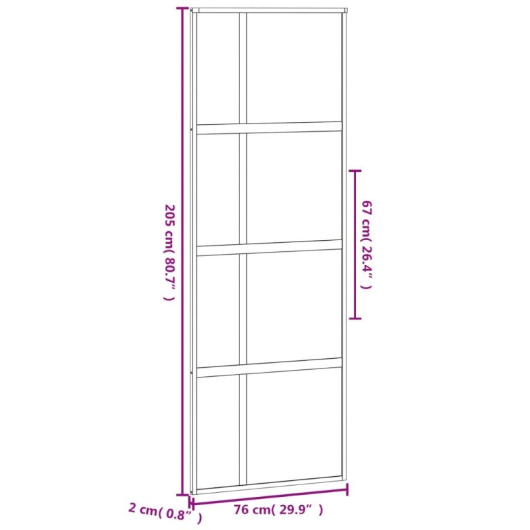 Ușă glisantă, negru, 76x205 cm, sticlă securizată și aluminiu