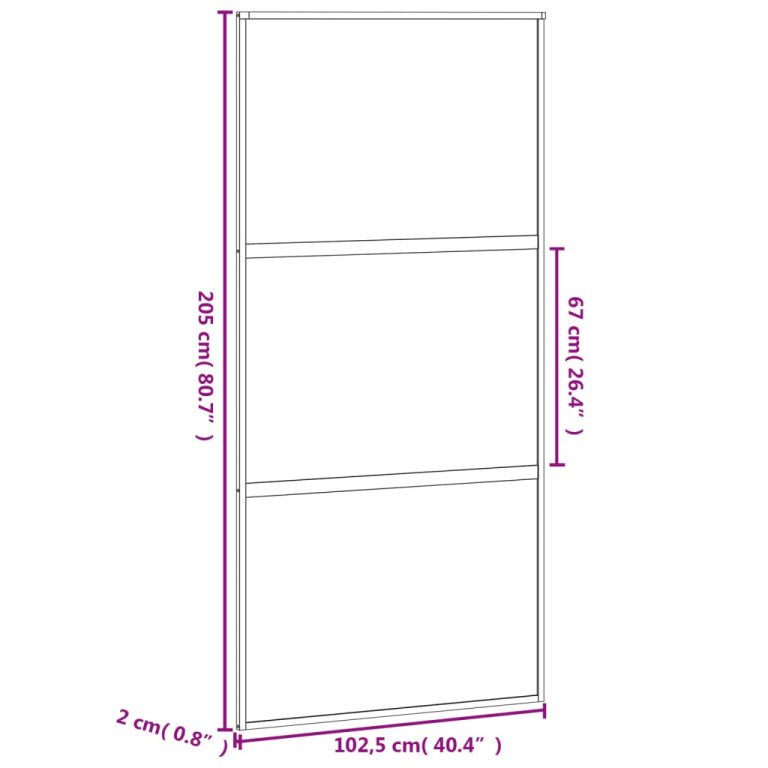 Ușă glisantă, negru, 102,5x205 cm, sticlă securizată/aluminiu