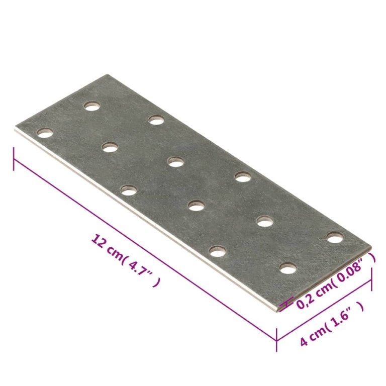 Plăci perforate, 60 buc., 2 mm, 120x40 mm, oțel galvanizat