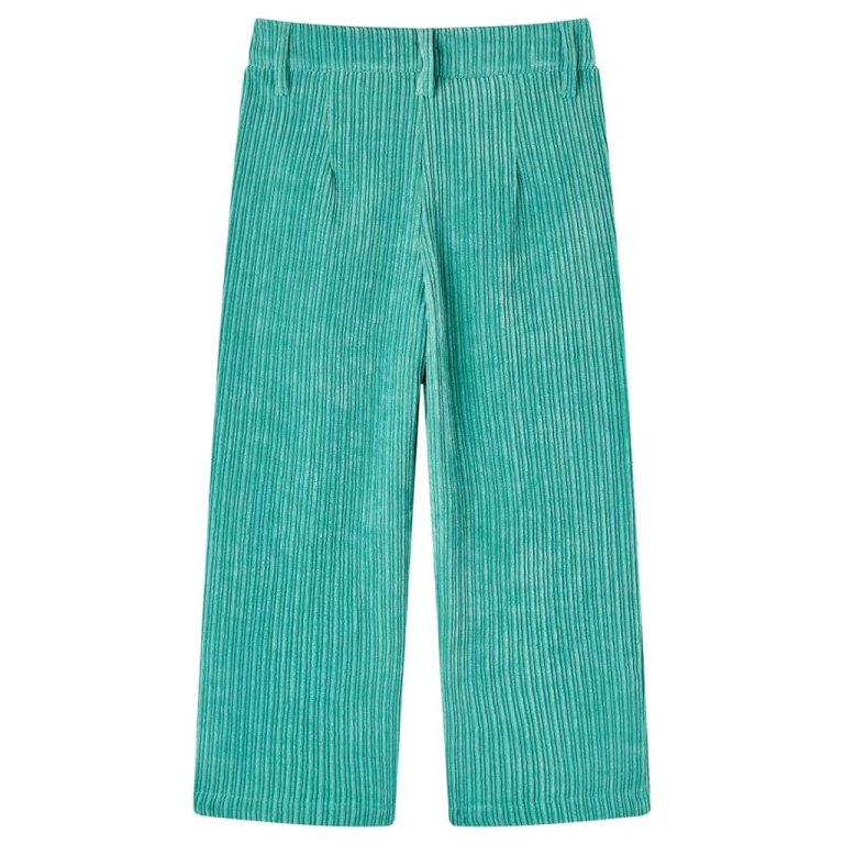 Pantaloni de copii din velur, verde mentă, 140