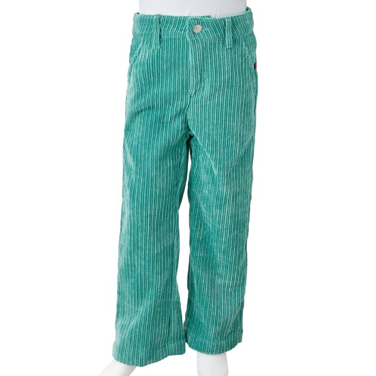 Pantaloni de copii din velur, verde mentă, 140