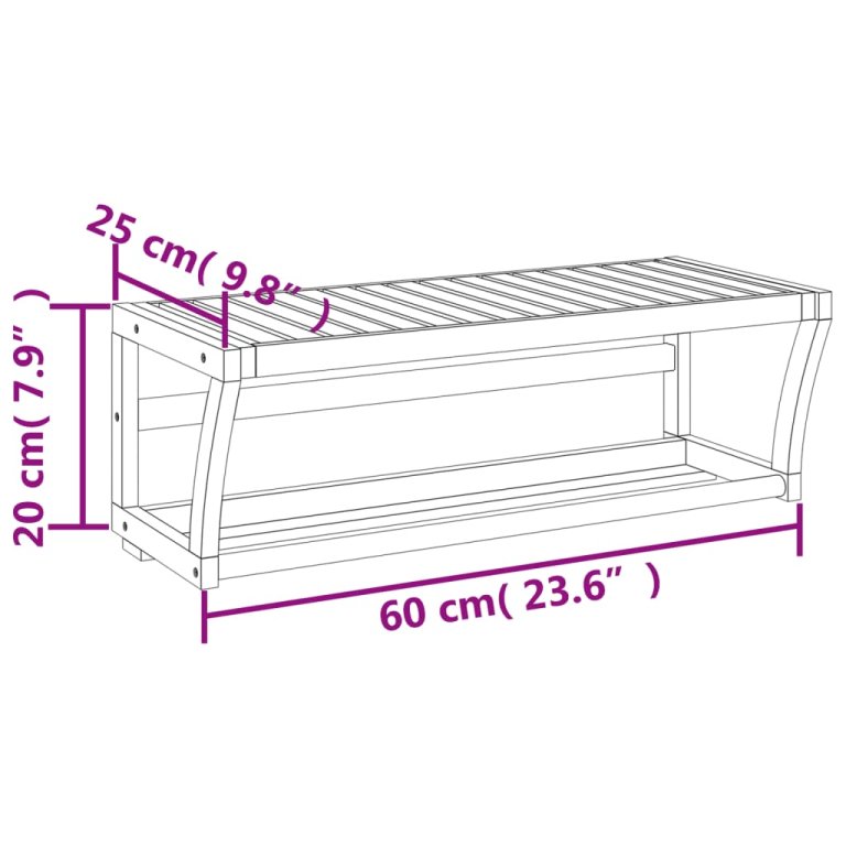 Raft de prosoape pentru perete, 60x25x20 cm, bambus