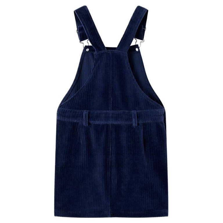 Rochie salopetă pentru copii, velur, bleumarin, 128