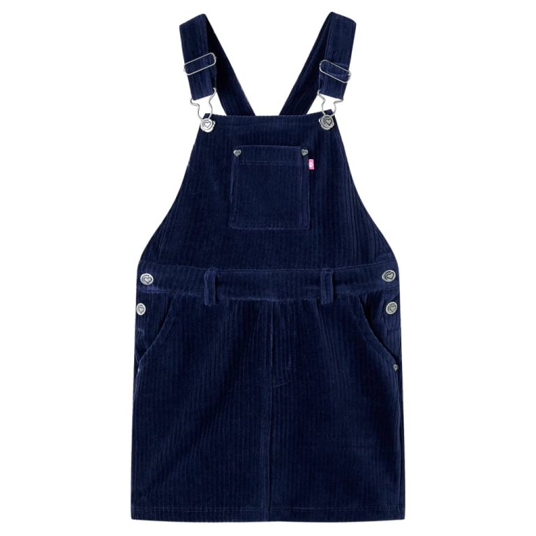 Rochie salopetă pentru copii, velur, bleumarin, 104