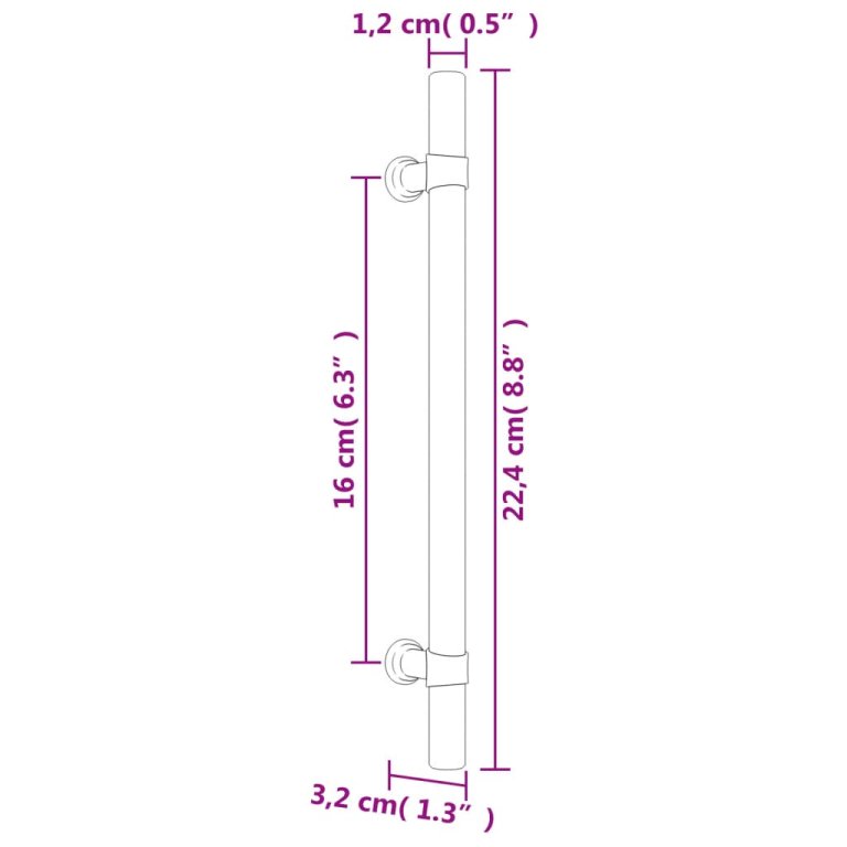 Mânere de dulap, 10 buc., argintiu, 160 mm, oțel inoxidabil